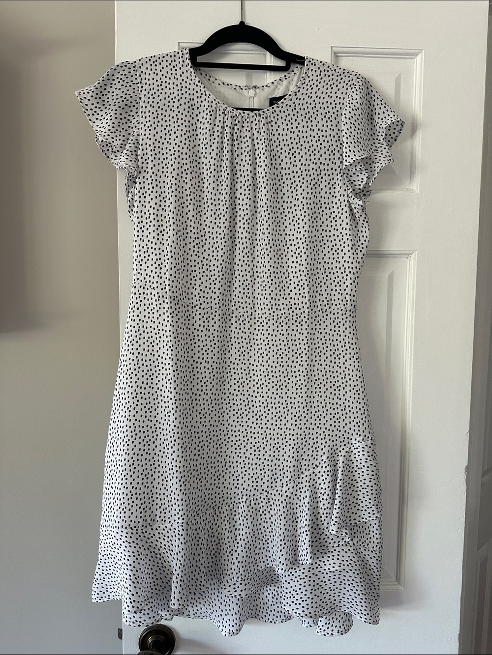 Banana Republic White Dress with Black Dot Pattern